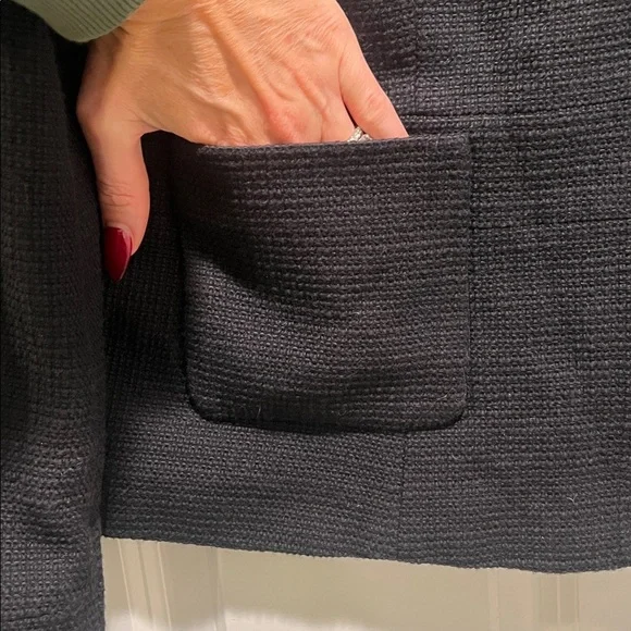 NWT Talbots Jackie black zip up collar blazer jacket boucle texture fully lined - Picture 3 of 7